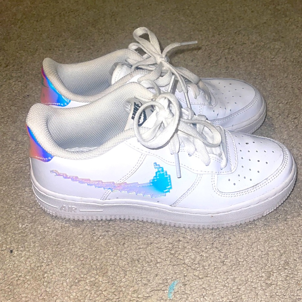 Air Force ones with holographic logo